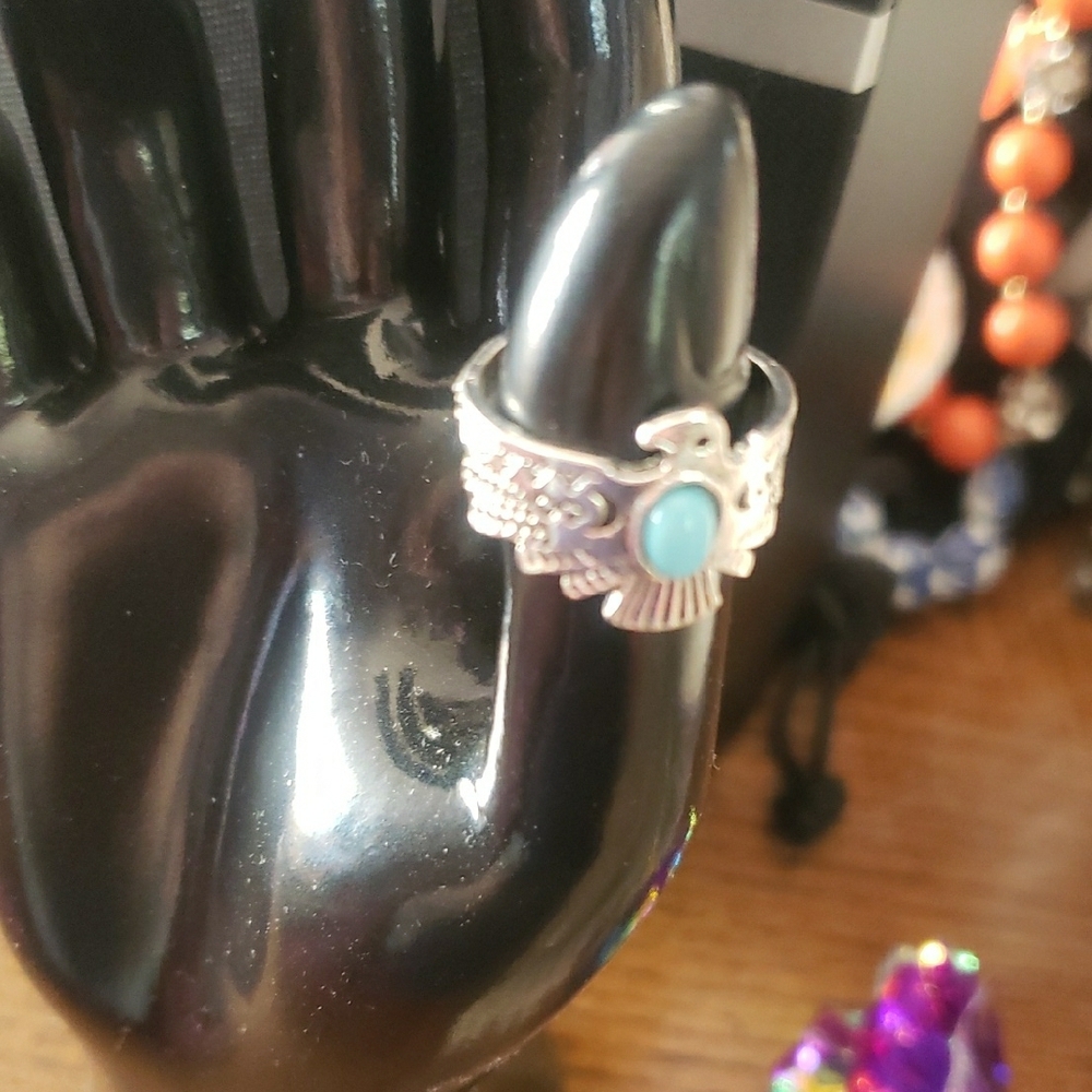 2 Silver and Turquoise Rings
